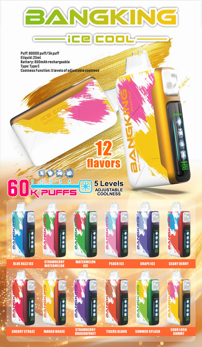 Bang king 60000口-5檔可調冰度 一次性拋棄式/一次性電子煙-新品上市