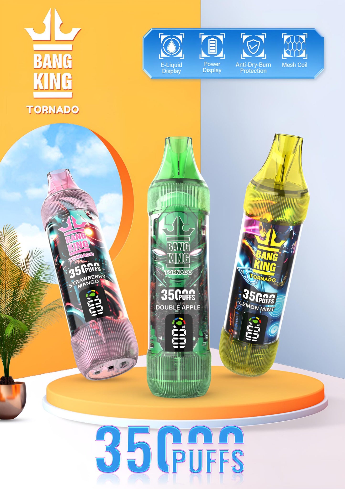 年終活動-買5隻送1隻隨機口味-Bang King 35000口拋棄式/大煙量一次性電子煙 歐美暢銷款